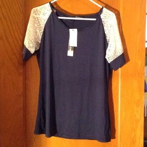 Silky top with lace shoulders